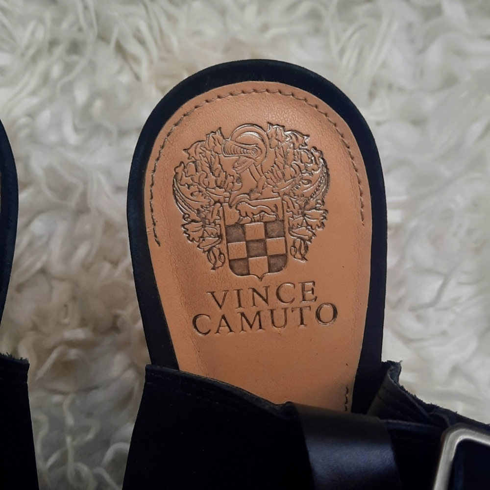 Vince Camuto Black Suede Open-Toe Slingback Heels - Picture 4 of 10